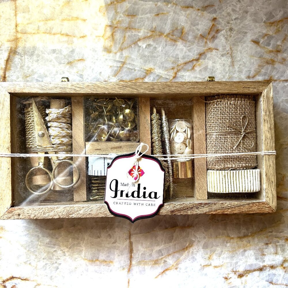Craft and Sewing Kit in Wooden Box, Never Opened